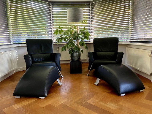 2x Rolf Benz Fauteuil Met Hocker