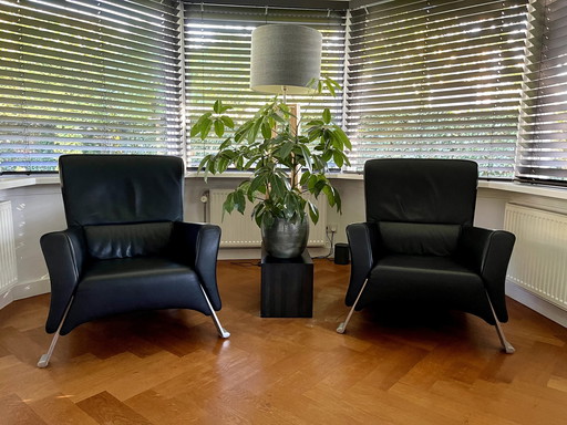 2x Rolf Benz Fauteuil Met Hocker