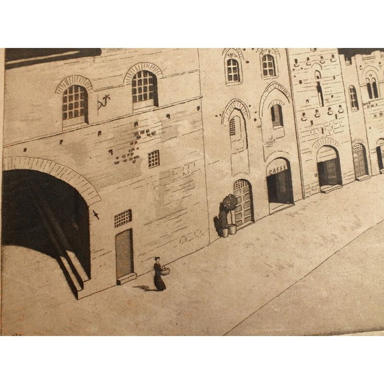 Image 1 of Vintage aquatint gravure met de hand gesigneerd door Sir Claude Francis Barry, 1930