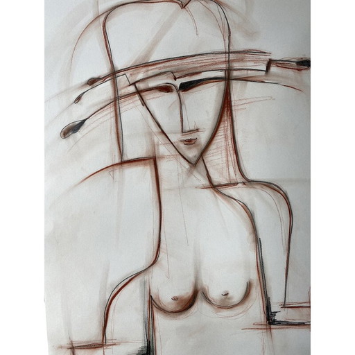 Vintage schilderij "Akiko" van André Ferrand