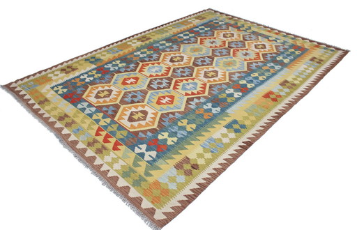 Originele oude stijl Kelim Afghan 292 X 207 Cm Topconditie Actief