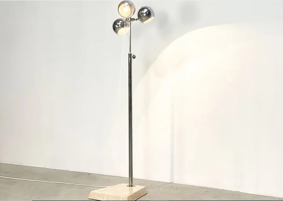 Image 1 of Italiaanse vloerlamp met travertijnen voet