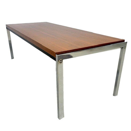 Deens design salontafel teak chroom mid-century