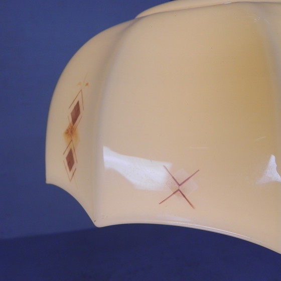 Image 1 of Art Deco hanglamp met glazen tienhoekige kap, jaren 30