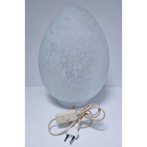 Vintage eivormige lamp in gespikkeld glas voor Domec Luminaires, Frankrijk 1970