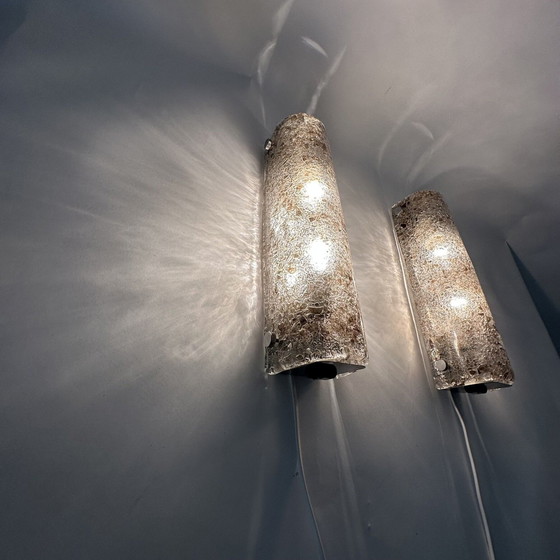 Image 1 of 2x Kaiser Leuchten Ice Glass Wandlampen/Sconces, 1970