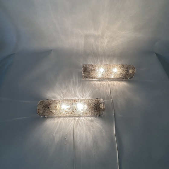 Image 1 of 2x Kaiser Leuchten Ice Glass Wandlampen/Sconces, 1970