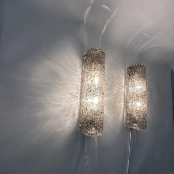 Image 1 of 2x Kaiser Leuchten Ice Glass Wandlampen/Sconces, 1970