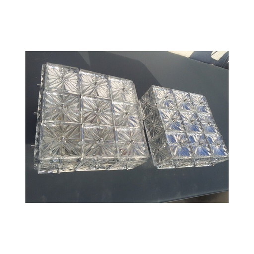 Paar vintage wandlampen van kristal en metaal van Kinkeldey, Duitsland 1970