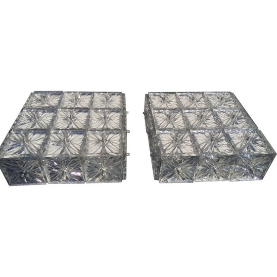 Image 1 of Paar vintage wandlampen van kristal en metaal van Kinkeldey, Duitsland 1970