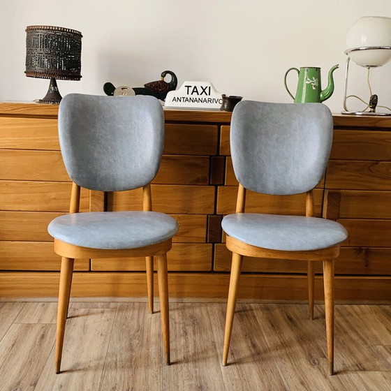 Image 1 of Paar vintage Pegase stoelen in massief beuken voor Baumann, 1960