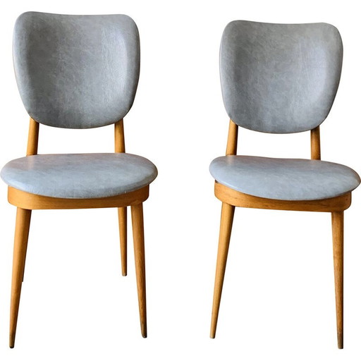 Paar vintage Pegase stoelen in massief beuken voor Baumann, 1960