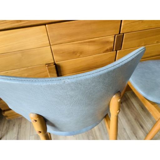 Paar vintage Pegase stoelen in massief beuken voor Baumann, 1960