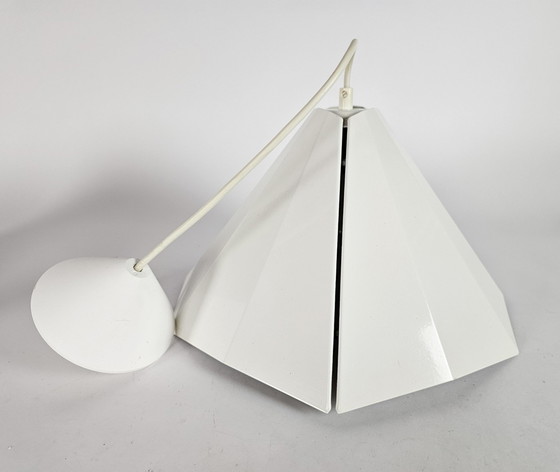 Image 1 of D - L Lampen Holland - Pyramide Hanglamp - Metaal - Wit - 80S