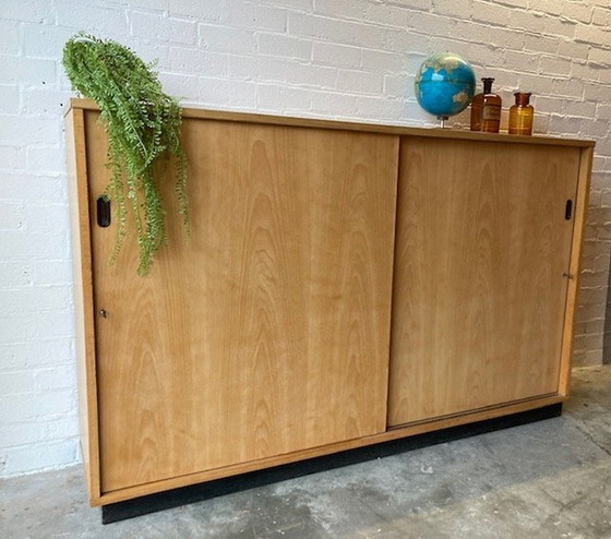 Image 1 of Vintage Mid-Century (Xl) Schoolkast,Schuifdeurkast,Dressoir