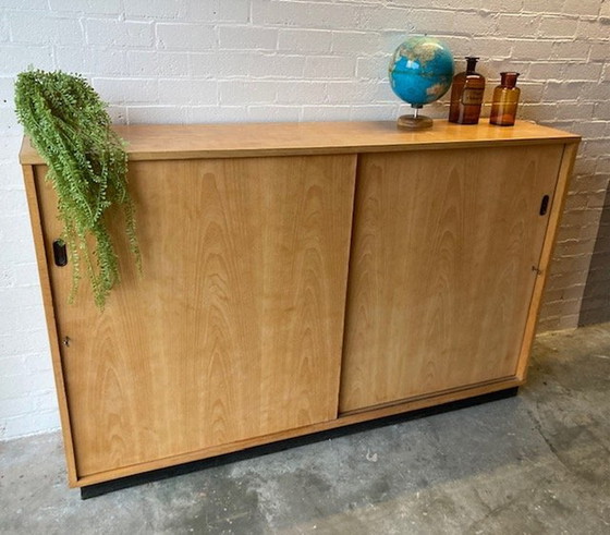 Image 1 of Vintage Mid-Century (Xl) Schoolkast,Schuifdeurkast,Dressoir
