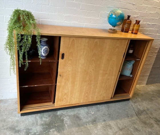 Image 1 of Vintage Mid-Century (Xl) Schoolkast,Schuifdeurkast,Dressoir
