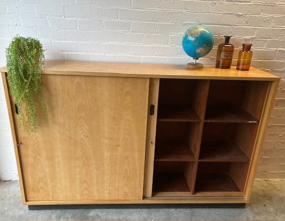 Image 1 of Vintage Mid-Century (Xl) Schoolkast,Schuifdeurkast,Dressoir