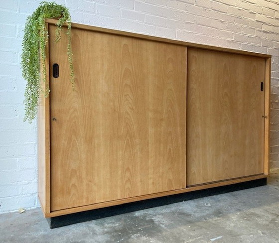 Image 1 of Vintage Mid-Century (Xl) Schoolkast,Schuifdeurkast,Dressoir