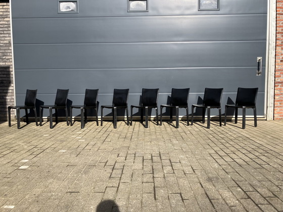 Image 1 of 8X Cassina Cab Chairs Mario Bellini In Zwart Tuigleder
