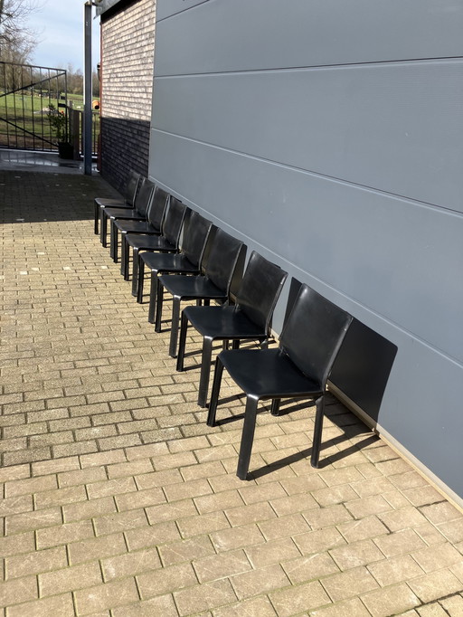 8X Cassina Cab Chairs Mario Bellini In Zwart Tuigleder