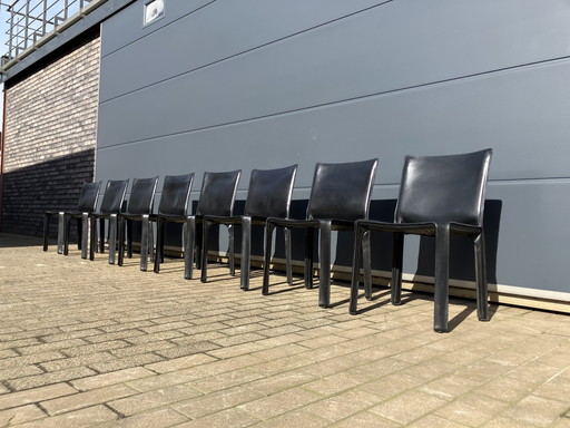 8X Cassina Cab Chairs Mario Bellini In Zwart Tuigleder