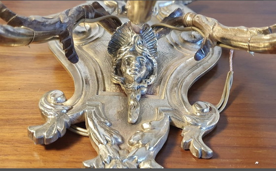 Image 1 of Duo D Appliques En Bronze Doré Louis Xiv À Décors D'Angelots Et Faune . Gemaakt in Frankrijk 19e eeuw.