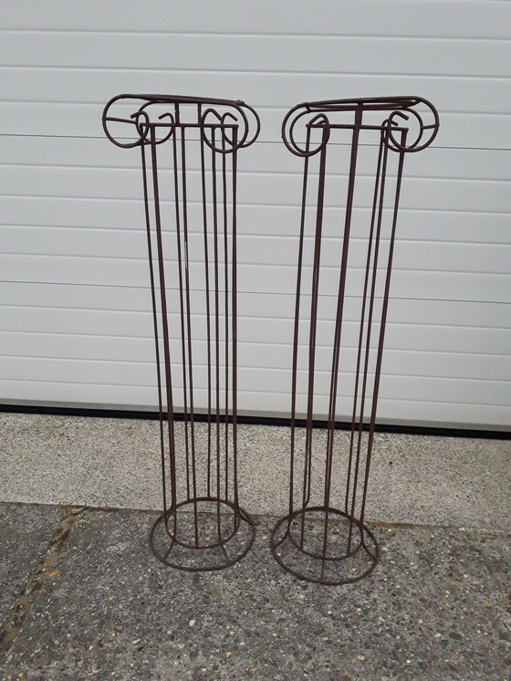 Image 1 of 2x Vintage Metalen Ionische zuilen