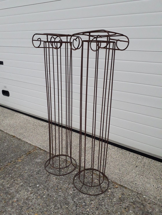 Image 1 of 2x Vintage Metalen Ionische zuilen