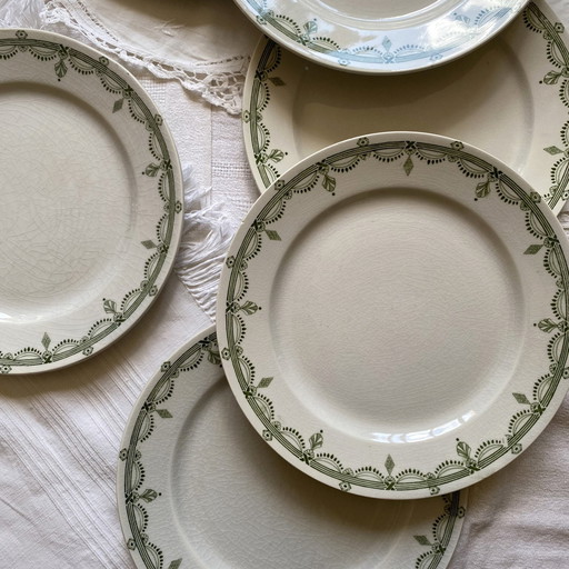 Lot De 6 Assiettes Plates Terre De Fer Germaine Pour Epargne Toulouse Vaisselle Faïence Ancienne