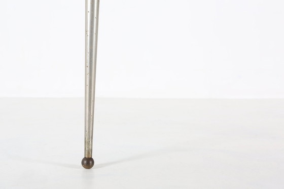 Image 1 of Mid Century Moderne Driepoot Salontafel Met Marmerprint Bovenblad, 1960S