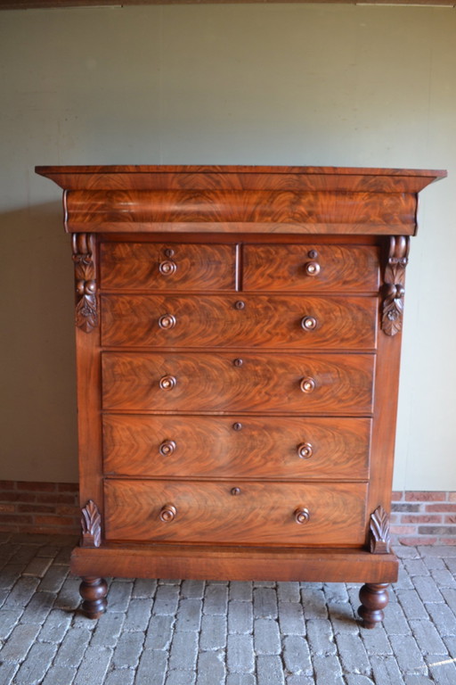 Vintage Schotse Mahonie Ladekast, Chiffoniere