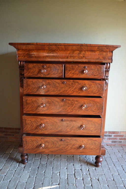 Vintage Schotse Mahonie Ladekast, Chiffoniere