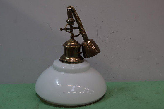 Image 1 of Uittrekbare Hanglamp Met Melk Glazen Kap