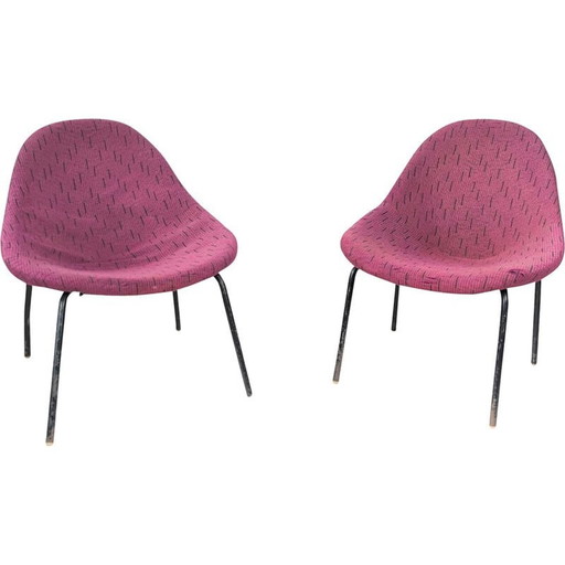 Paar vintage schelpfauteuils van M. Navrátil, Tsjecho-Slowakije 1960