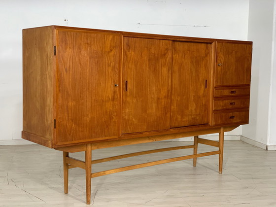 Image 1 of Deense teakhouten highboard kast woonkamer vintage