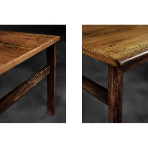 Vintage Capella rozenhouten salontafel door Illum Wikkelsø voor Niels Eilersen, Denemarken 1960