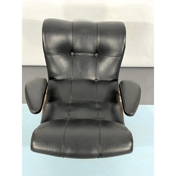 Image 1 of Vintage Italiaanse zwarte draaifauteuil van Tecnisalotto, 1960