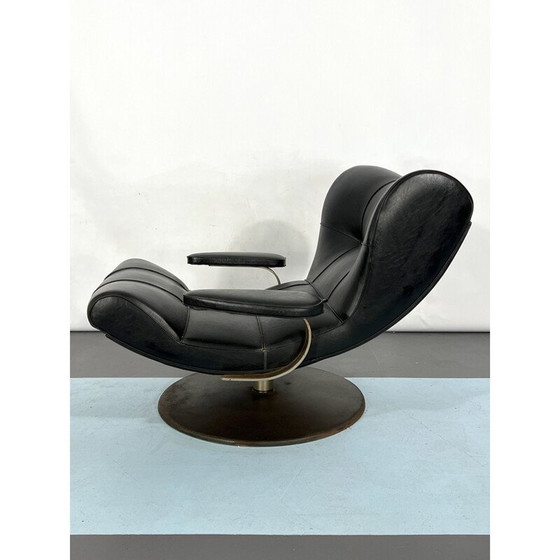 Image 1 of Vintage Italiaanse zwarte draaifauteuil van Tecnisalotto, 1960