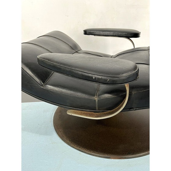Image 1 of Vintage Italiaanse zwarte draaifauteuil van Tecnisalotto, 1960