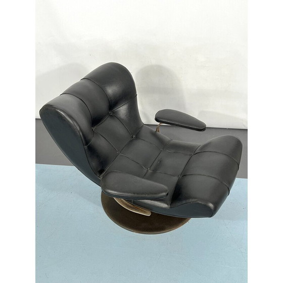 Image 1 of Vintage Italiaanse zwarte draaifauteuil van Tecnisalotto, 1960
