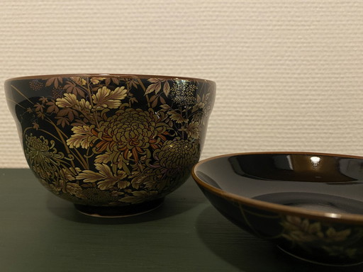 Shibata Black Porcelain -  Gold Flowers