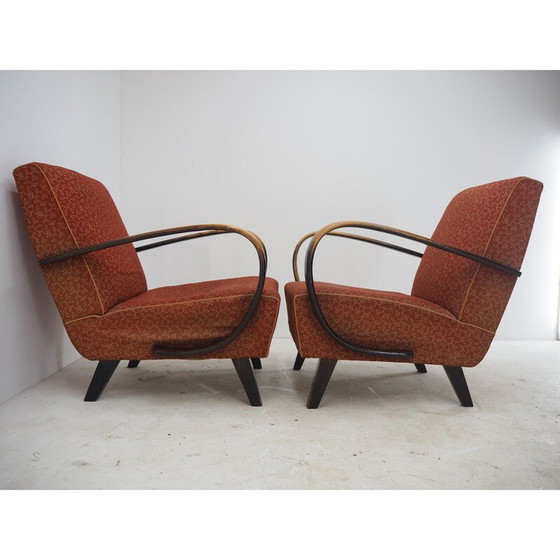 Image 1 of Paar Art Deco vintage fauteuils van Jindrich Halabala, Tsjecho-Slowakije 1940