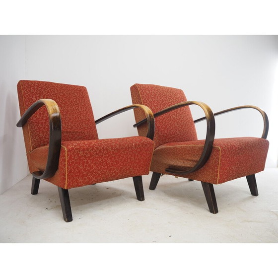 Image 1 of Paar Art Deco vintage fauteuils van Jindrich Halabala, Tsjecho-Slowakije 1940