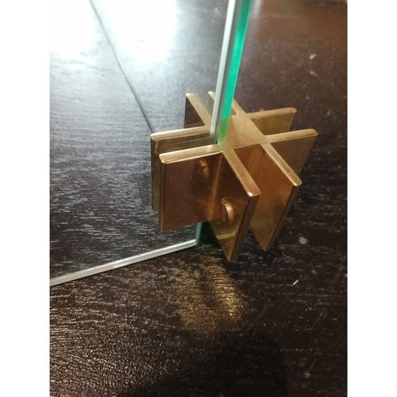 Image 1 of Vintage salontafel in gehard glas en messing van Leon Rosen voor Pace Collection, 1970