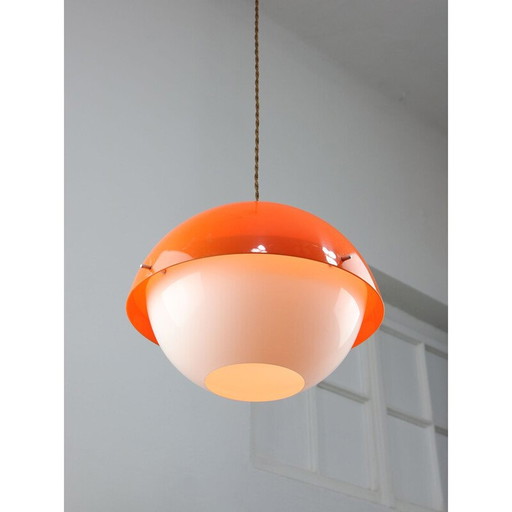 Vintage Space Age hanglamp van oranje plexiglas, Italië 1970