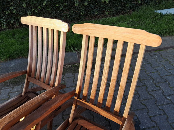 Image 1 of 2 Skagerak Teakhouten Deckchairs, Inklapbaar