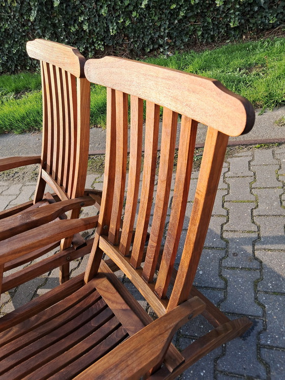 Image 1 of 2 Skagerak Teakhouten Deckchairs, Inklapbaar