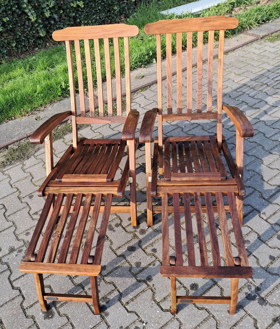 Image 1 of 2 Skagerak Teakhouten Deckchairs, Inklapbaar