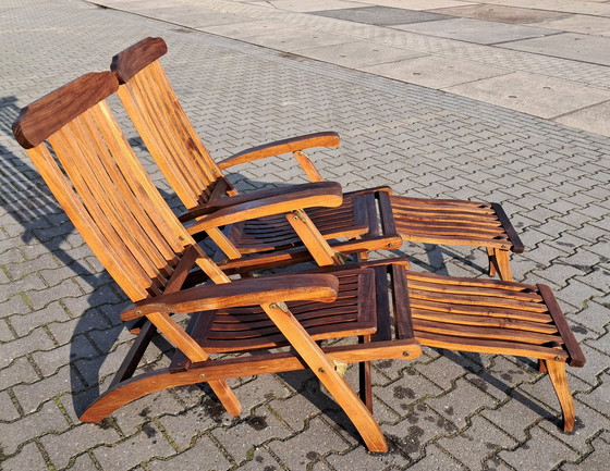 Image 1 of 2 Skagerak Teakhouten Deckchairs, Inklapbaar